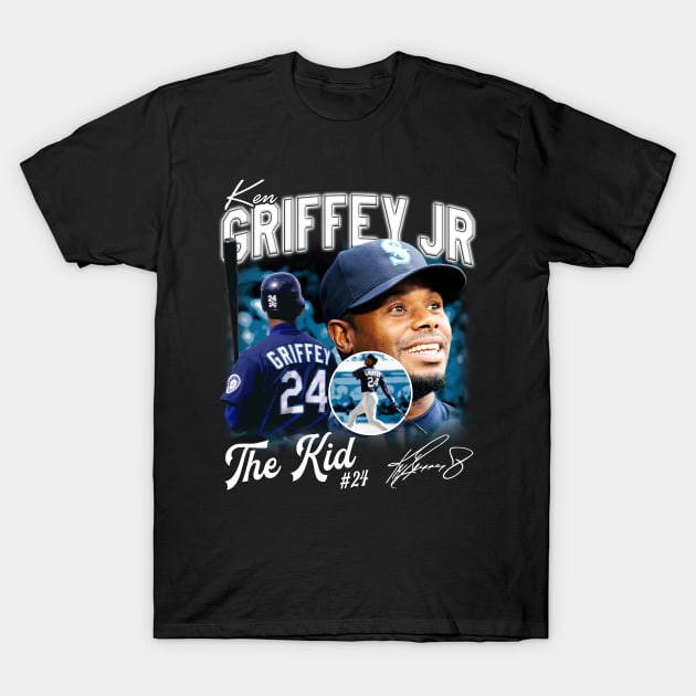 Ken Griffey Jr The Kid Basketball Legend Signature Vintage Retro 80s 90s Bootleg Rap Style T-Shirt by CarDE